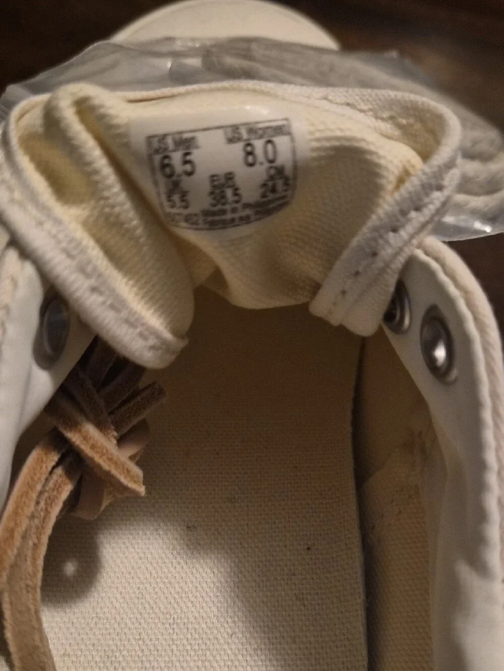Vans Women’s Cream Canvas Boat Shoes with Tan Accents